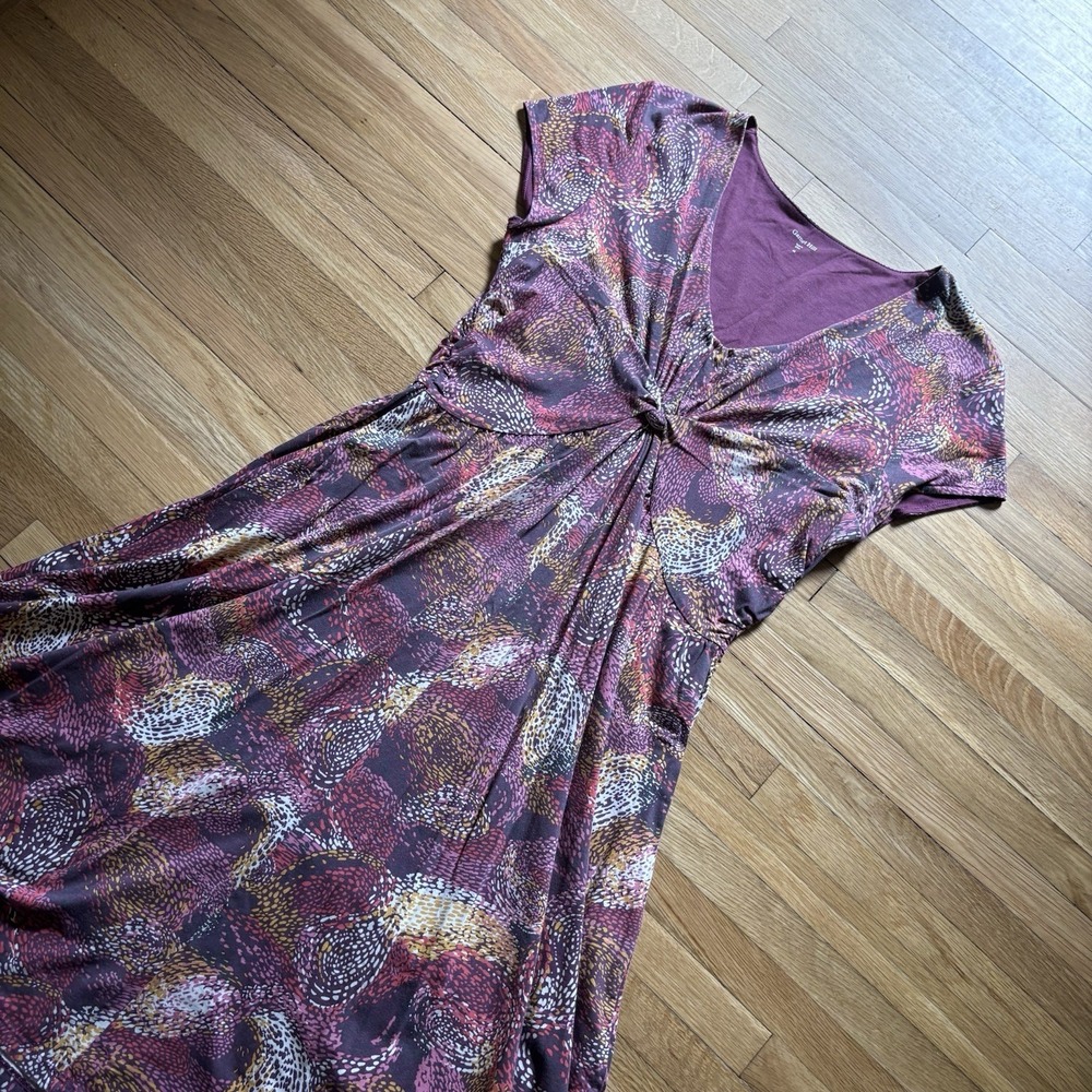 Garnet Hill Garden Party Dress Jersey Twist Cap Sleeve Chic Women 6 Fit N Flair